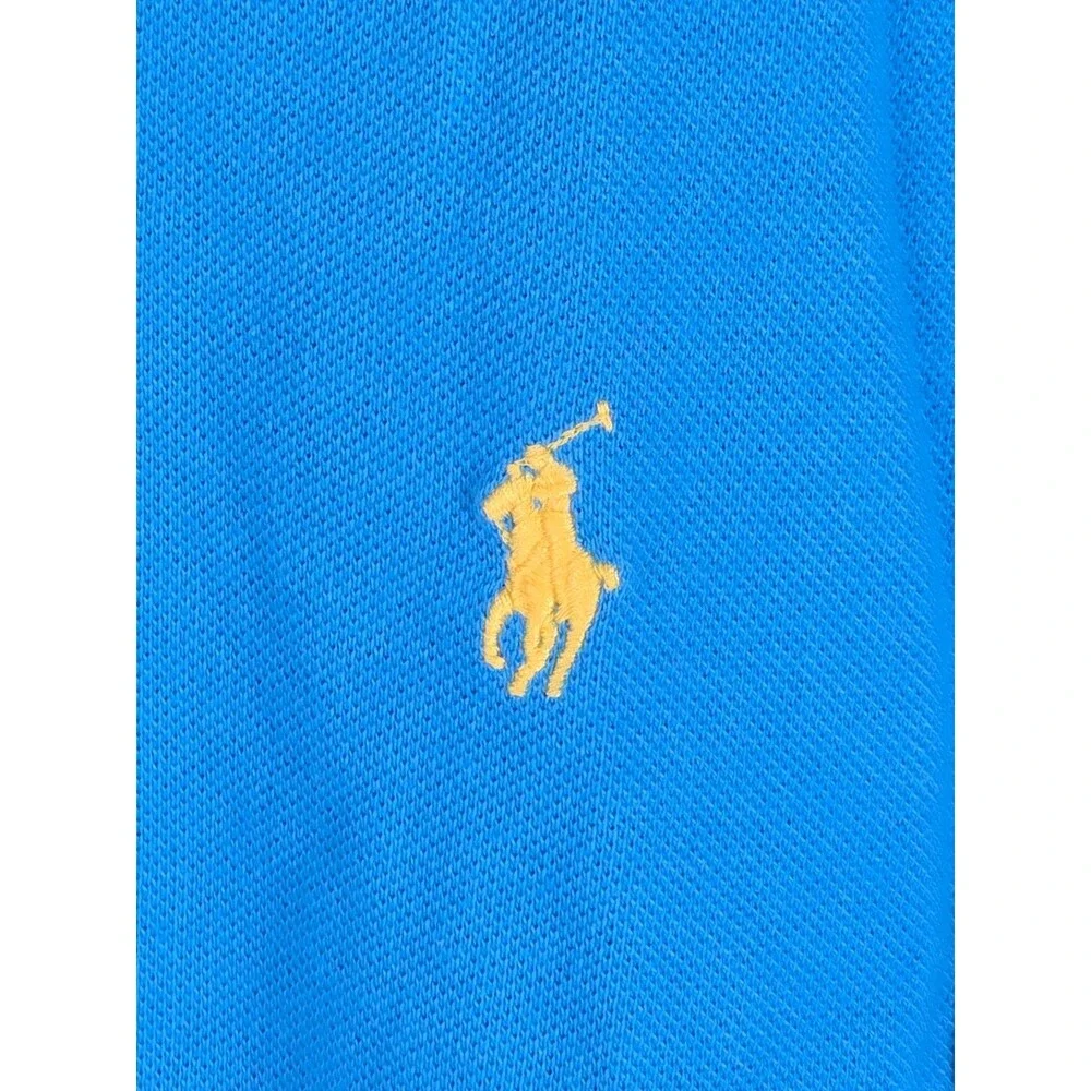 Polo Ralph Lauren Polo Shirt Men's 2XL Solid Blue Short Sleeve Yellow Pony